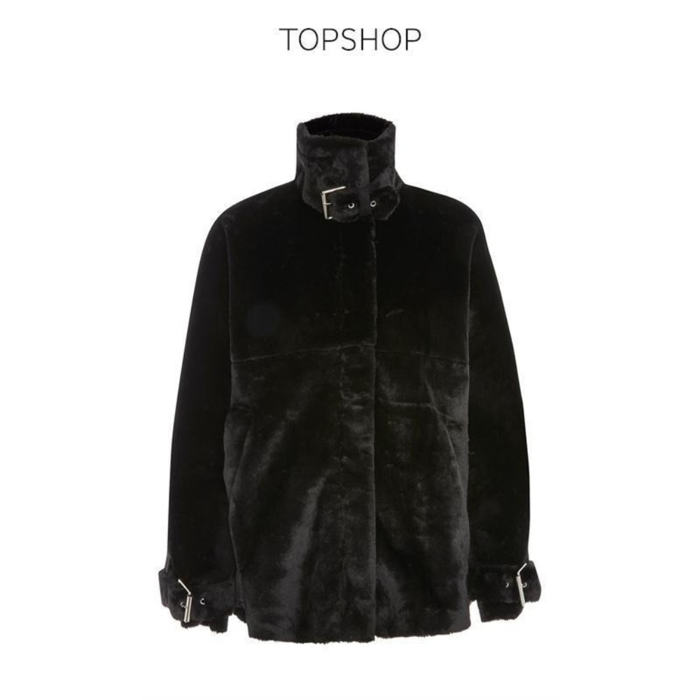 Topshop Faux Fur Biker Jacket